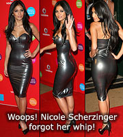 Aarkeybabble : Nicole Scherzinger : Latex Dress & Domme Stillettos