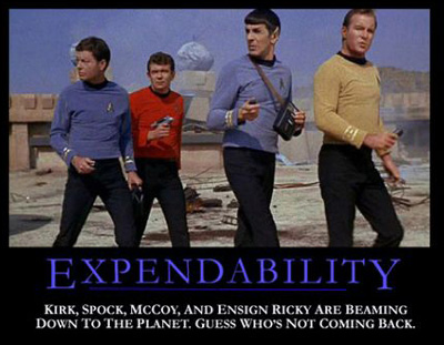 Aarkeybabble : Red Shirts - the worst job in Star Fleet